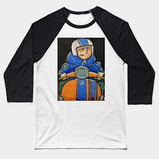 Retro Scooter, Classic Scooter, Scooterist, Scootering, Scooter Rider, Mod Art Baseball T-Shirt